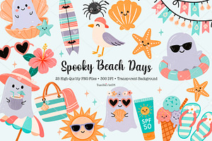 Spooky Beach Days Ghost Clipart