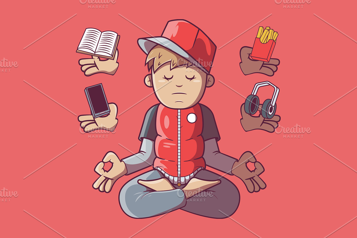 Meditating Character, a Person Illustration by pedrors