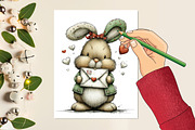Valentine's Whimsical Bunny Clipart, an Illustration by designcity5 (Thumbnail 4 of 5)