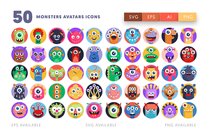 50 Monsters Avatars Icons