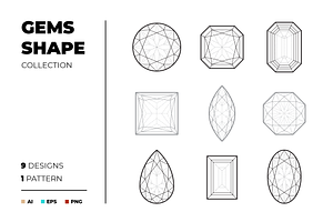 Vector outline gems collecton