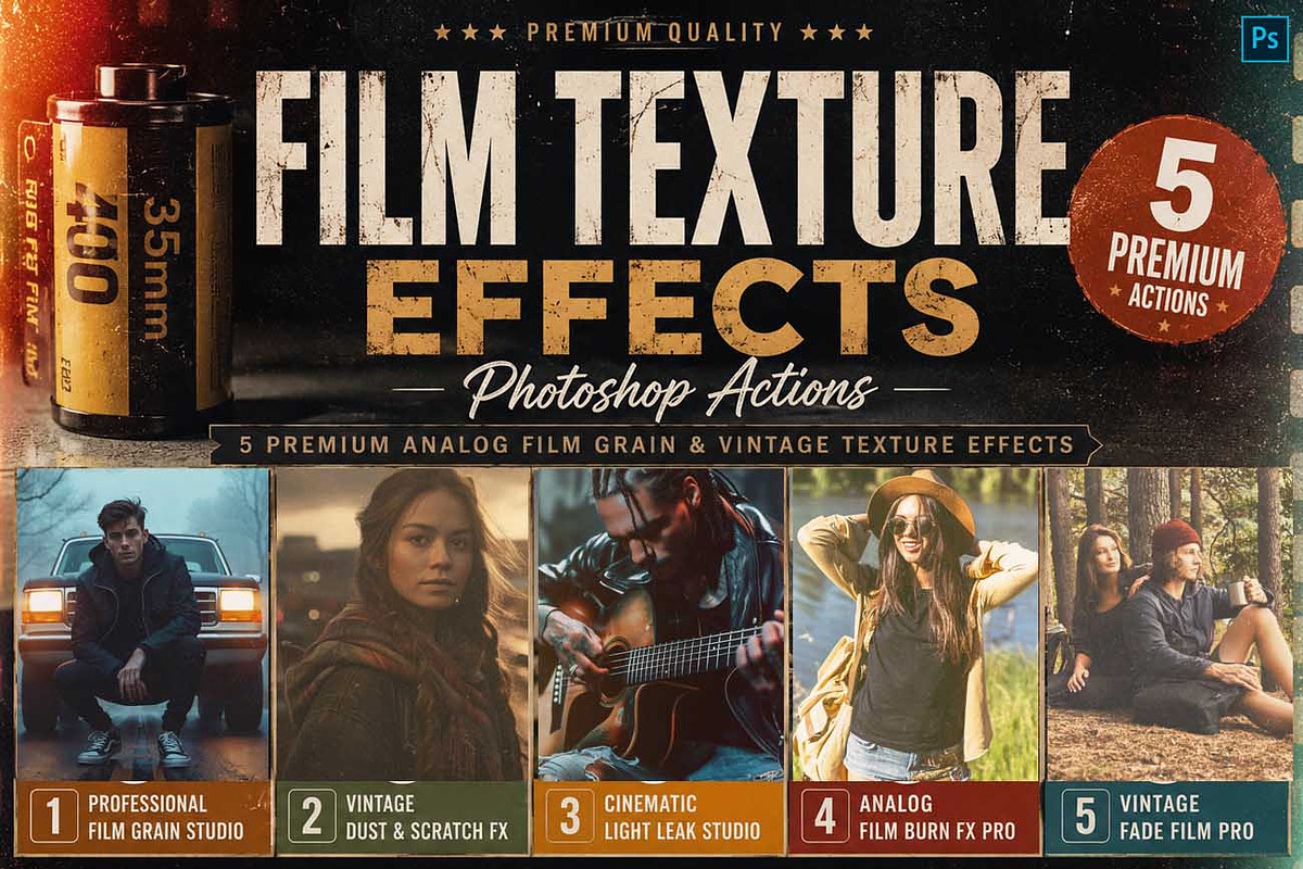 25 Analog FX Photoshop Action Bundle, an Action Add-On by Studio Retouch (Photo 24 of 59)