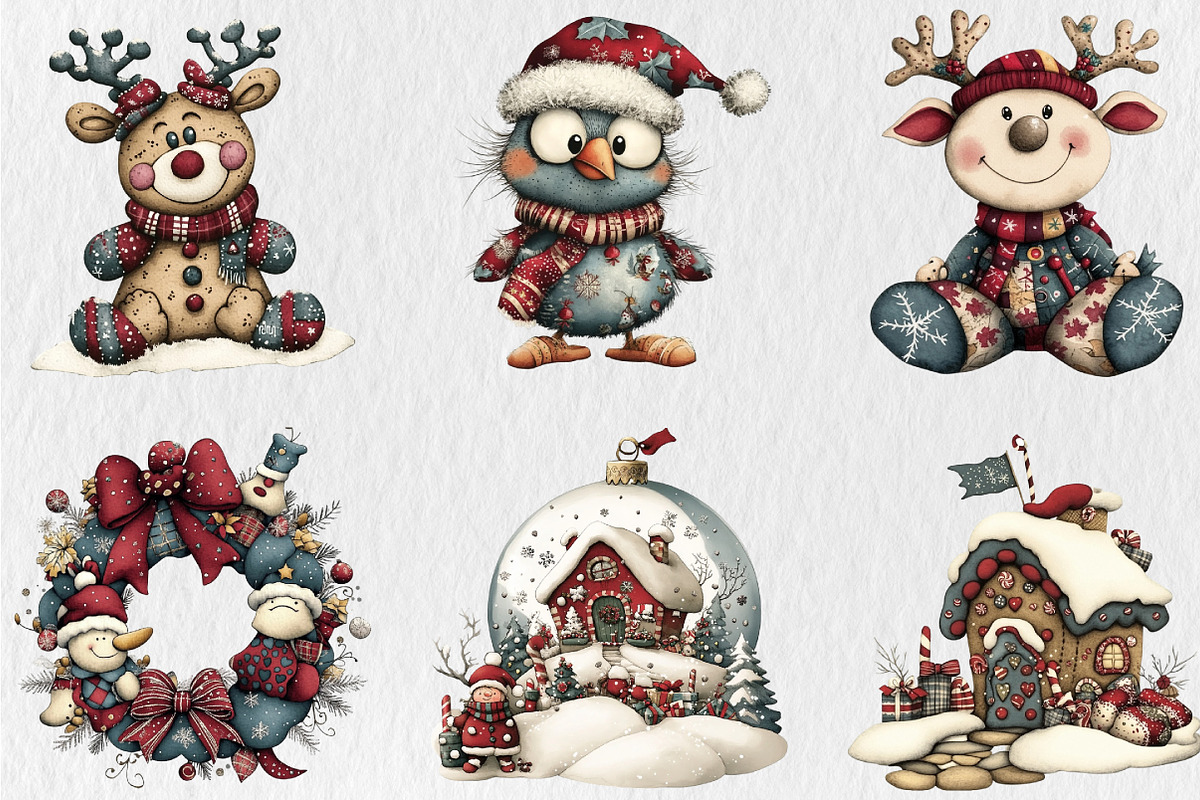 Whimsical Christmas Clipart, a Seasonal Illustration by Rose Art (Photo 2 of 6)