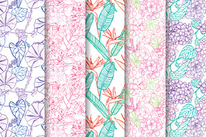 18 Floral Seamless Patterns Set