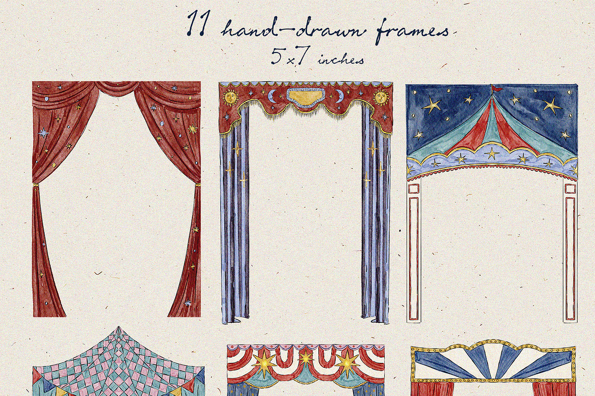 Vintage Watercolor Circus Clipart, an Object Illustration by Teresa Art Store (Photo 8 of 9)