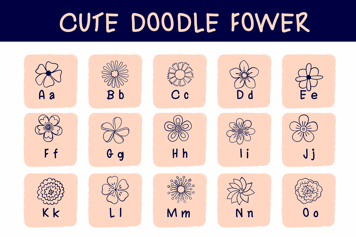 Cute Flower Doodle, a Symbol Font by Sirinart (Photo 2 of 9)