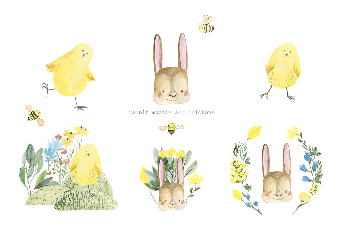 Easter Rabbit. Watercolor set, an Illustration by Love Watercolor Store (Photo 5 of 9)