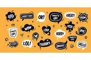 Speech bubbles with words. Comics, an Object Illustration by Vectorbuum