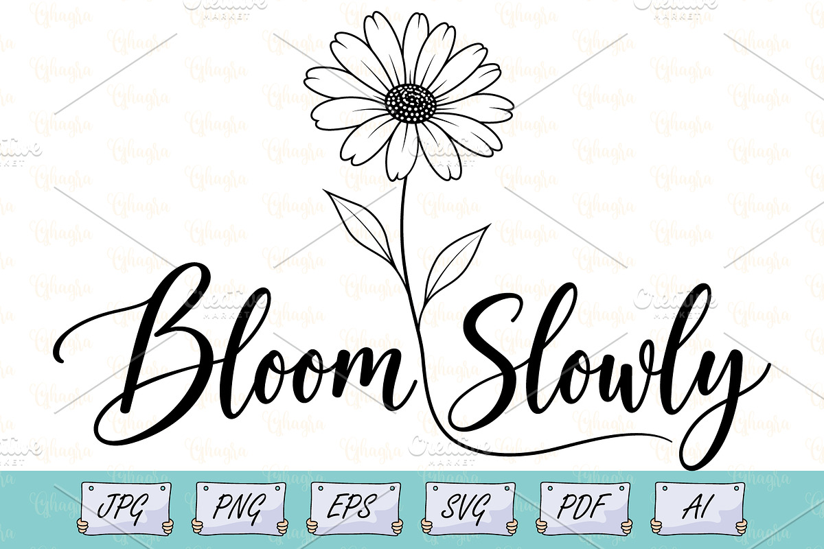 Bloom Slowly Floral Line Art, a Decorative Illustration by Ghagra (Photo 1 of 7)