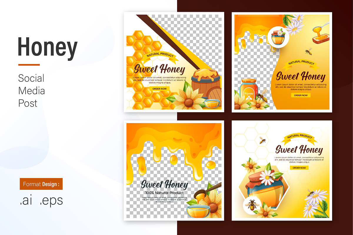 Honey Social Media Post Design, a Social Media Template by shin_std