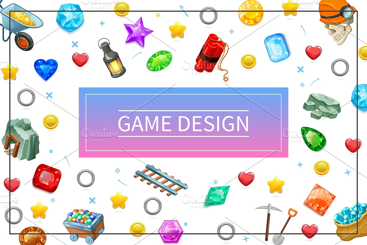 Game Design UI Elements Concept, a Decorative Illustration by Alexander Belenkiy