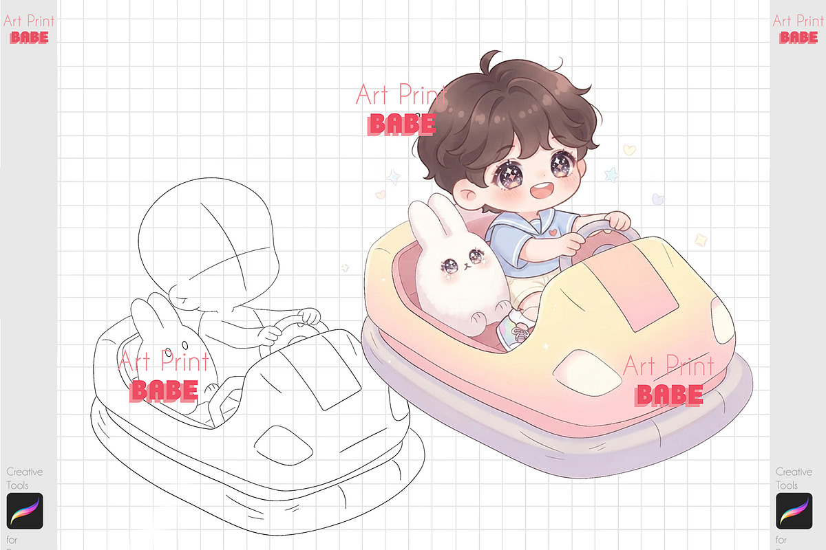 Procreate Chibi Stamp Cartoon Kawaii, a Brush Add-On by ArtPrintBabe (Photo 3 of 7)