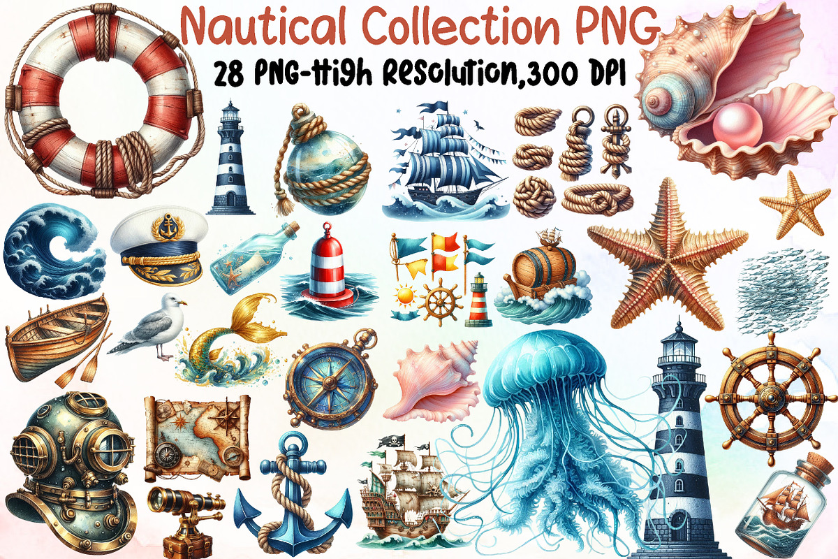 Watercolor Nautical Collection Clipa, an Illustration by Sublimation Artist (Photo 1 of 6)