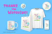 Cheerful easter bunny. Tshirt, PNG., an Animal Illustration by KENO Mascots (Thumbnail 5 of 5)