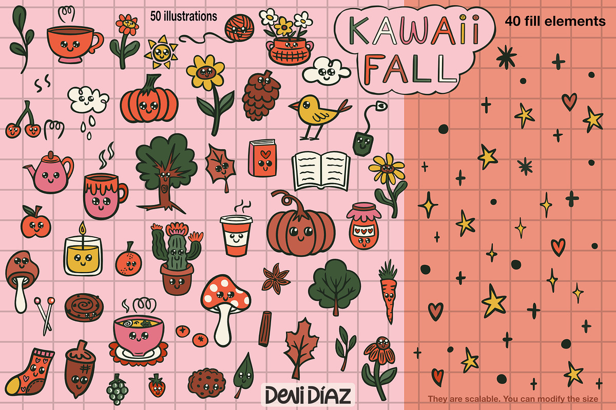 Kawaii Fall Pack - Illustrations, a Seasonal Illustration by DeniDiaz (Photo 4 of 9)