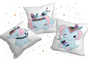 Bohemian Baby Elephants Clipart Set, an Animal Illustration by DrawStudio1988 (Thumbnail 2 of 3)