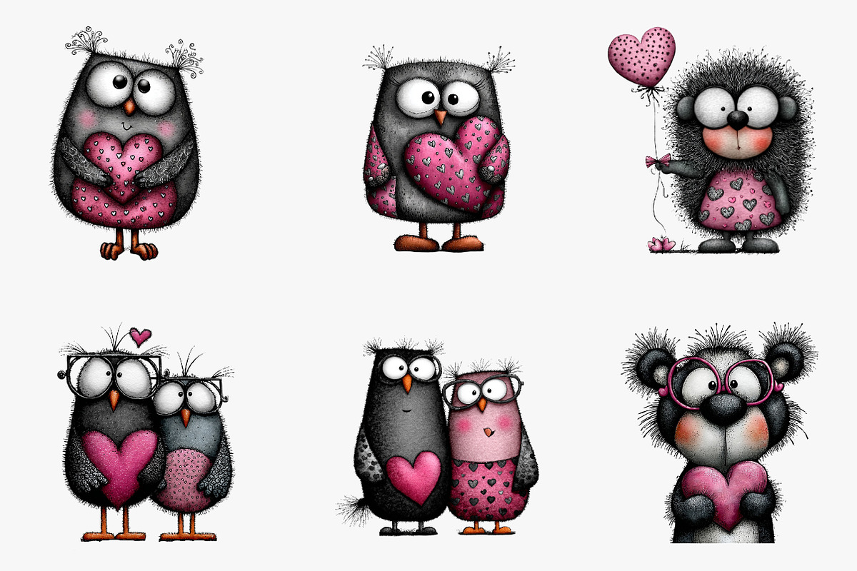 Valentine Animals Clipart, an Illustration by CreationArt (Photo 5 of 6)