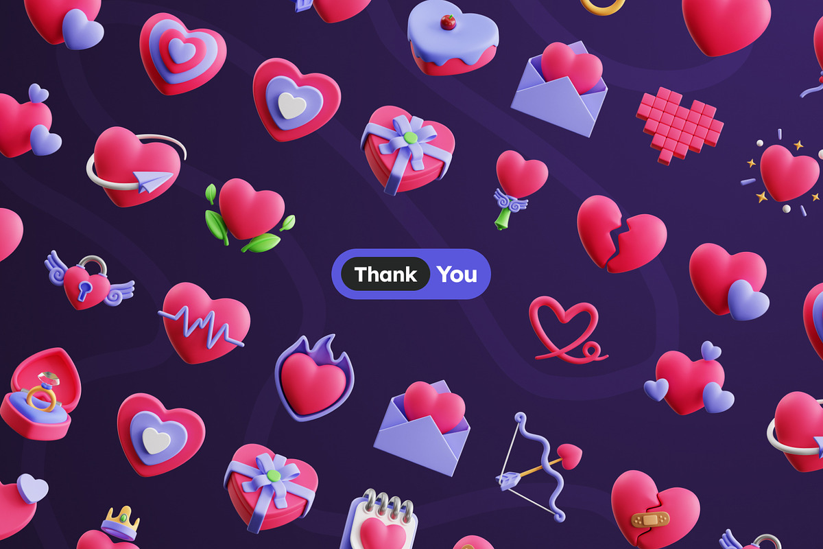 Hearts 3D Icons, an Object 3D Model by Rakata Studio (Photo 6 of 7)