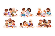 Happy kids play games with toys set, a Person Illustration by PaperTrident (Thumbnail 1 of 12)