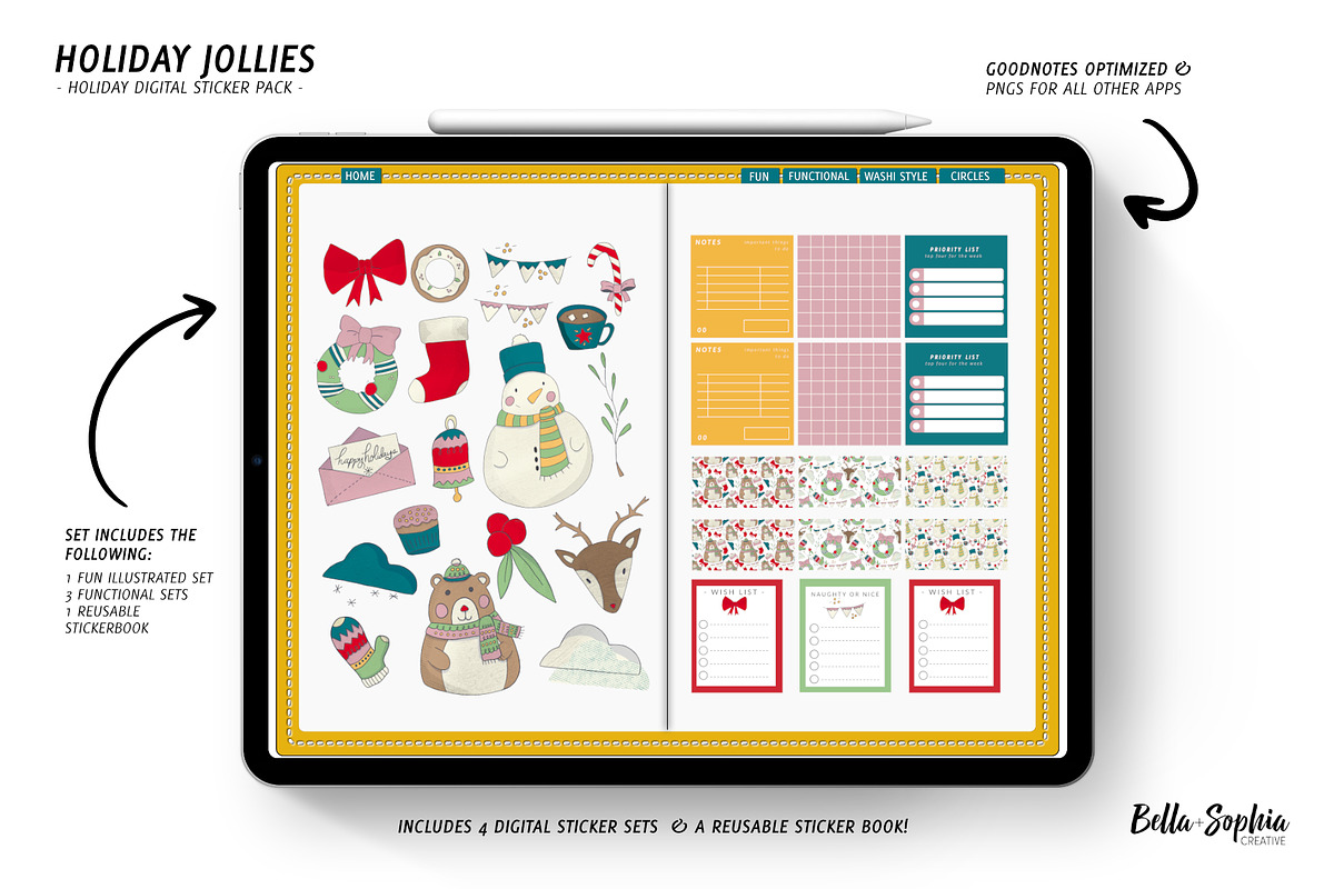 75+ Holiday Digital Stickers PNG+GN5, a Stationery Template by Bella+Sophia Creative (Photo 1 of 5)