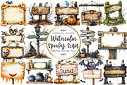 Halloween Spooky Sign Clipart, an Illustration by OK Design (Thumbnail 1 of 5)