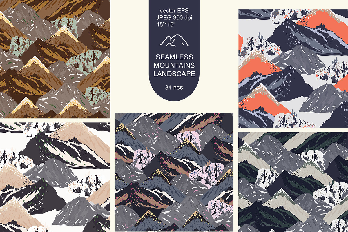 Mountains seamless vector set, a Pattern Graphic by PatternsBlooming (Photo 11 of 11)