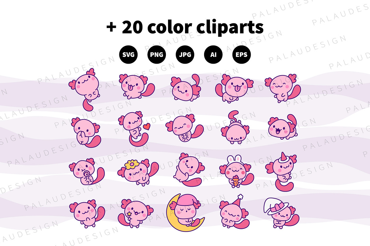 Cute Kawaii Axolotl Pet Character, an Animal Illustration by Palau (Photo 10 of 12)