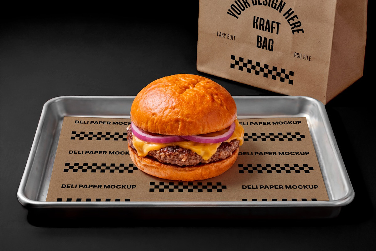 Burger Deli Paper and Bag Mockup, a Packaging Mockup by rodrigofkaminski (Photo 7 of 7)