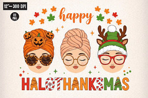 Happy HalloThankSmas, Sublimation, an Illustration by CreationArt
