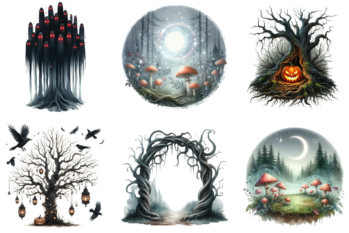 Haunted Forests Clipart, an Illustration by DreamArtGraphic (Photo 4 of 5)