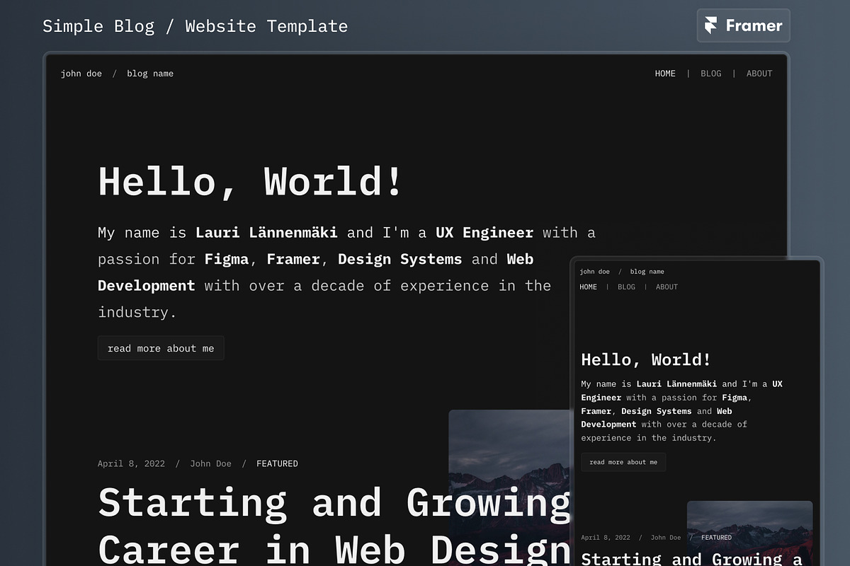 Simple Blog - Framer Template
