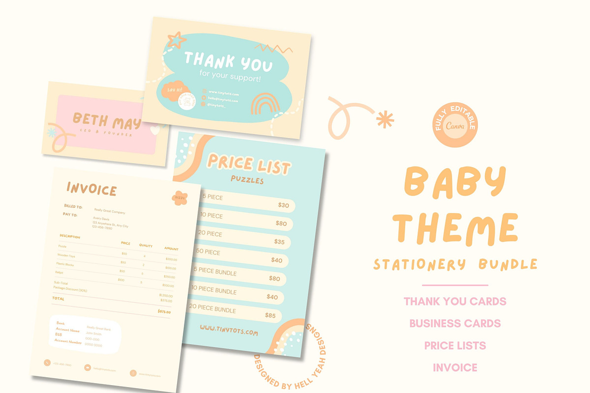 Baby Theme Brand Stationery Bundle, a Stationery Template by Hell Yeah Designs (Photo 2 of 9)