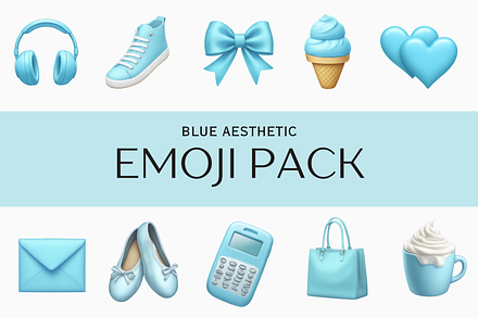48 Pastel Blue Aesthetic Emoji Pack, an Emoji Icon by Amond Studio