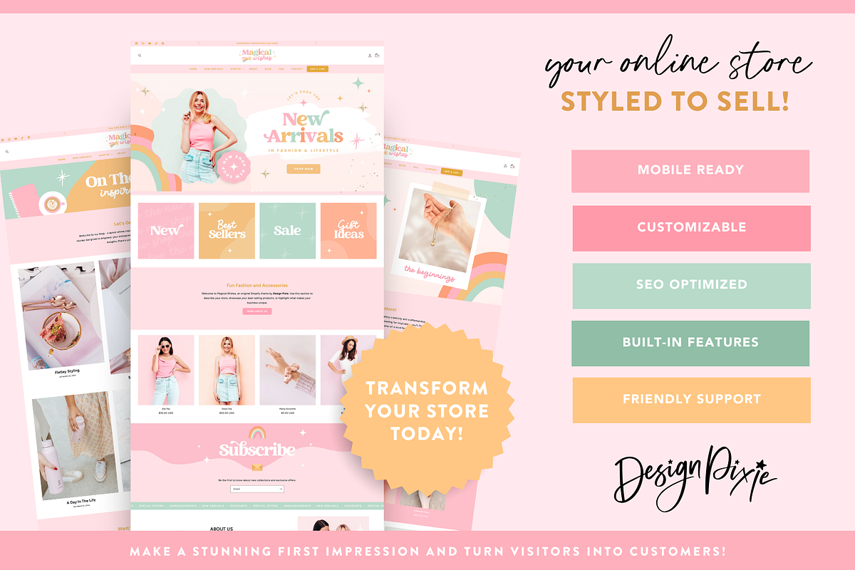 Pastel Rainbow Shopify Theme, a Shopify Template by Design Pixie (Photo 3 of 11)