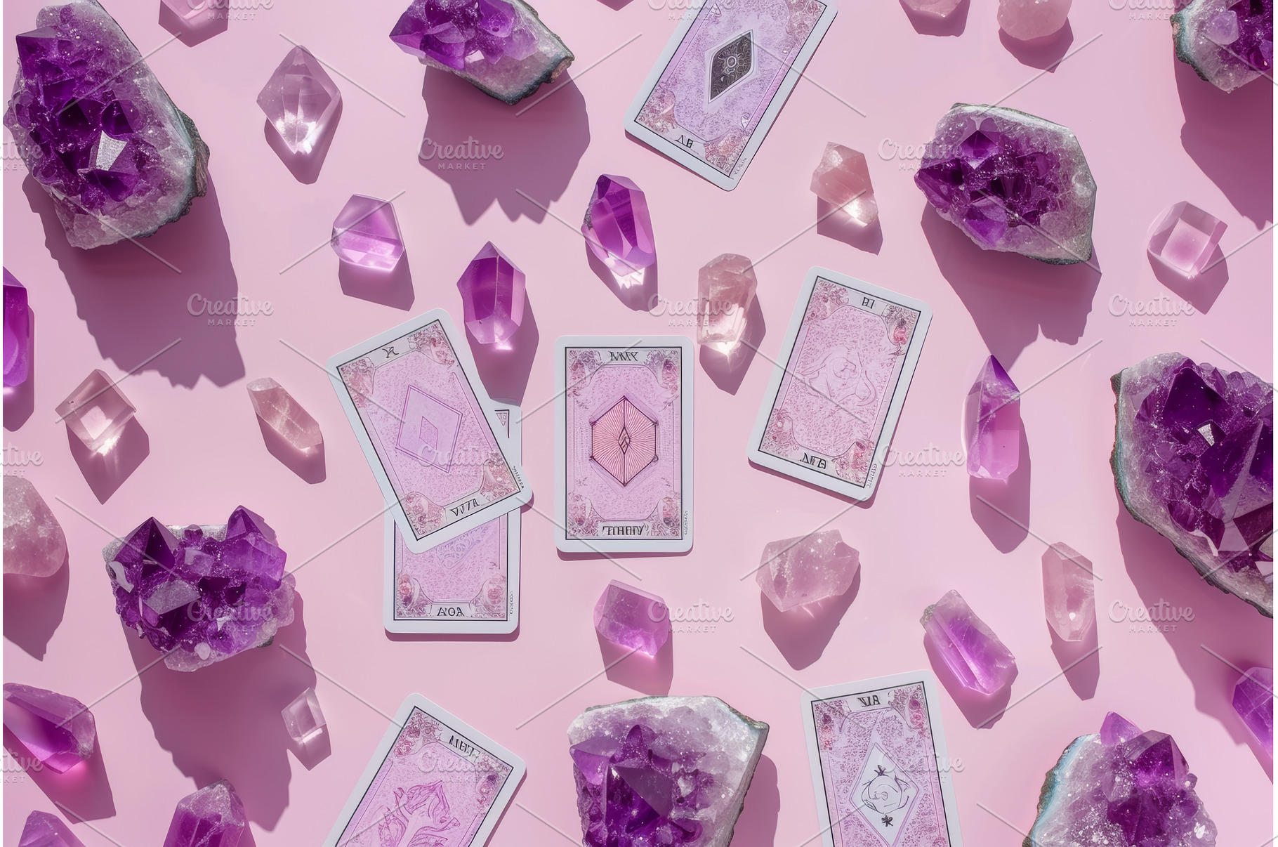 Lavender Tarot Spread with Amethyst, a Nature Photo by LaVika