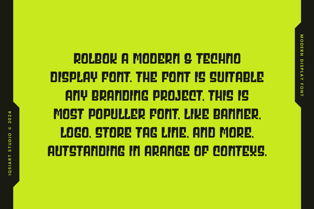 Rolbok - Techno Font, a Sans Serif Font by Iqsiart Studio (Photo 2 of 6)