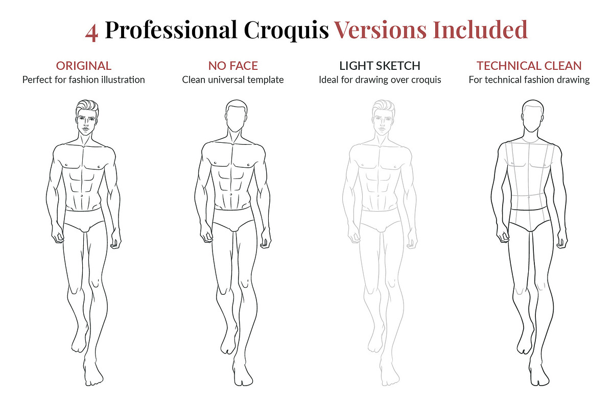 Male Fashion Figure Templates Bundle, a Person Illustration by Shorena Fashion Draws (Photo 5 of 9)