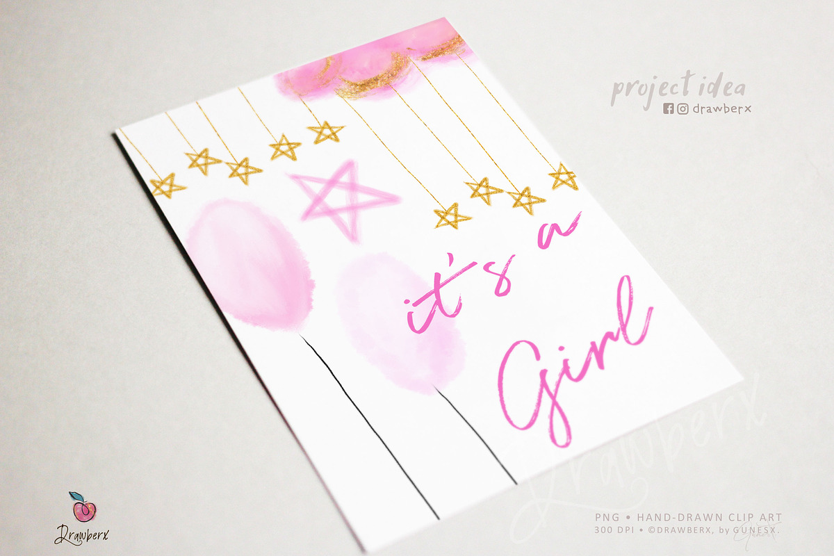 Sweet Dreams. Baby Girl Clipart 050, an Illustration by Drawberx (Photo 7 of 16)