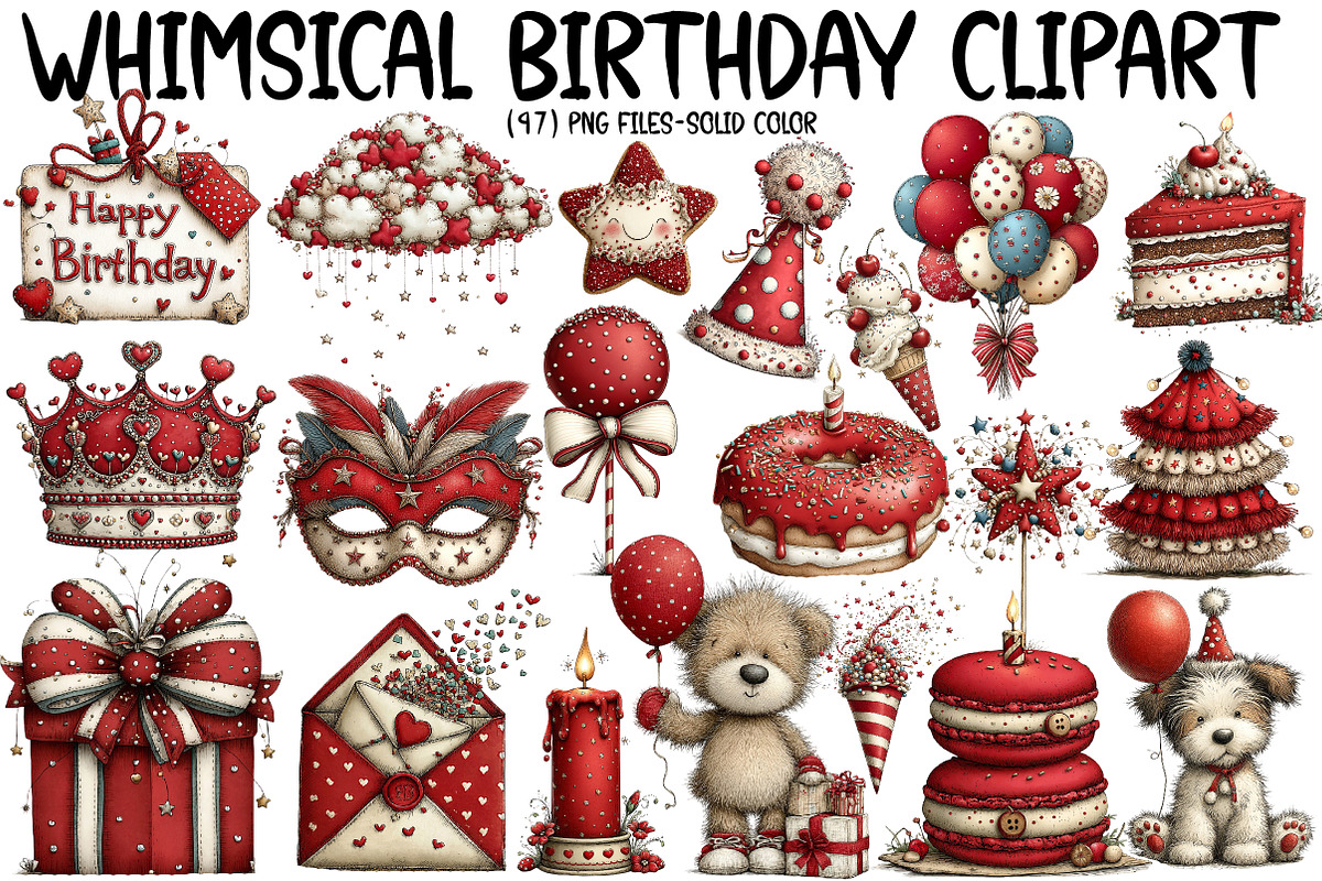 Whimsical Birthday Clipart, an Illustration by Designworld (Photo 1 of 8)