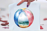 Watercolor Summer Beach Clipart, an Illustration by SVGArt (Thumbnail 8 of 9)