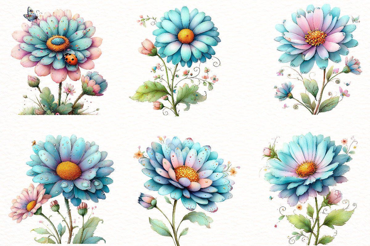 Whimsical Aster Clipart, an Illustration by Designworld (Photo 4 of 7)