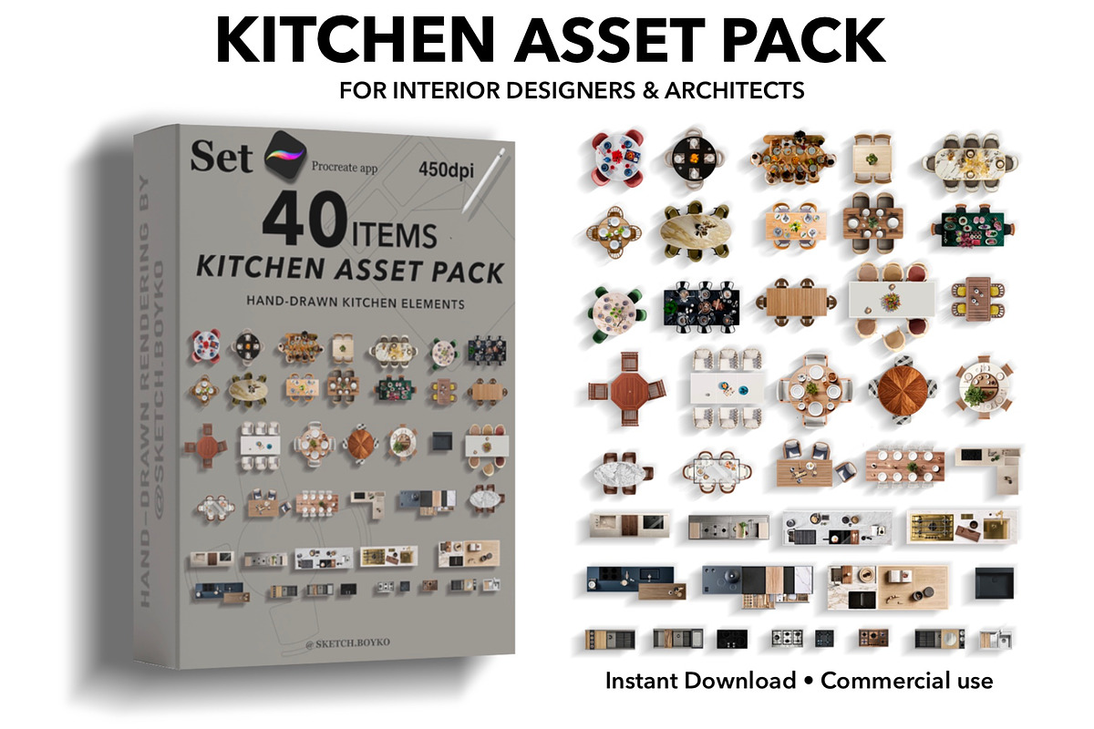 40 Kitchen Top View Elements, an Object Graphic by SketchBoyko (Photo 1 of 8)