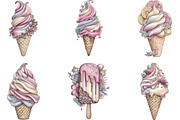 Watercolor Summer Ice Cream Clipart, an Illustration by Designking (Thumbnail 5 of 5)