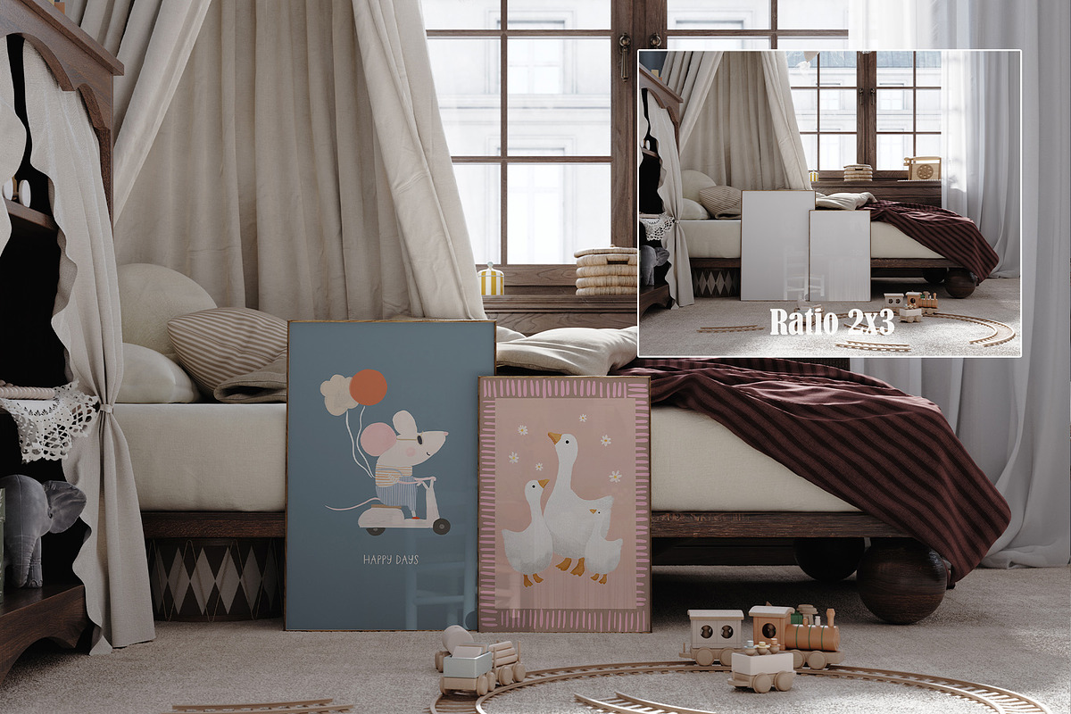 Vintage Nursery Frame Mockup Bundle, a Household Mockup by Artjafara (Photo 9 of 15)