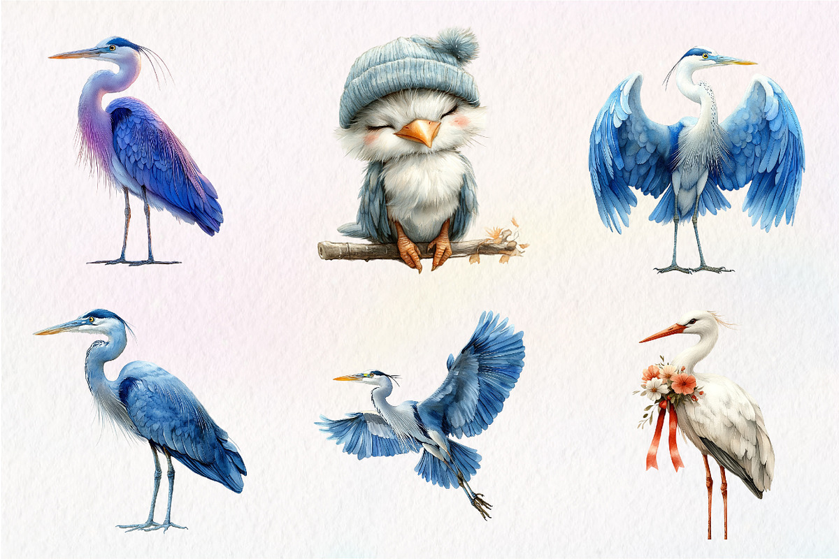 White Stork Clipart, Heron Clipart, an Illustration by CreationArt (Photo 5 of 9)