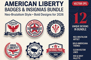 Patriotic 4th July 2026 Badge Bundle, an Object Graphic by NH graphic