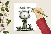 Whimsical Christmas Cats Clipart, an Illustration by Creative Art (Thumbnail 13 of 14)