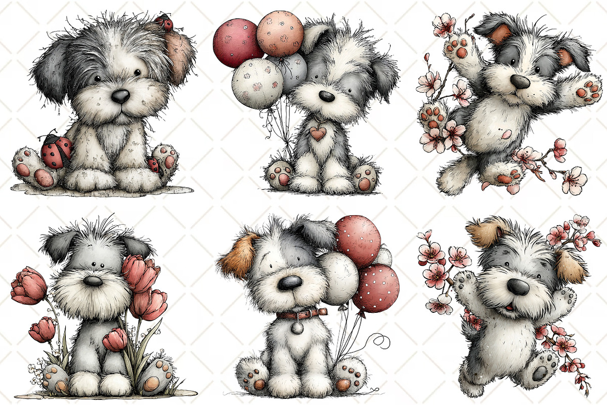 Whimsical Silver Spring Dog Clipart, an Illustration by Black Bird Studio (Photo 3 of 5)