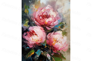 Paintings Of Peonies & Roses Flowers