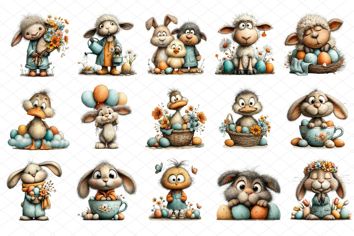 Spring Easter Animals Clipart, an Illustration by cherrydesign (Photo 3 of 4)